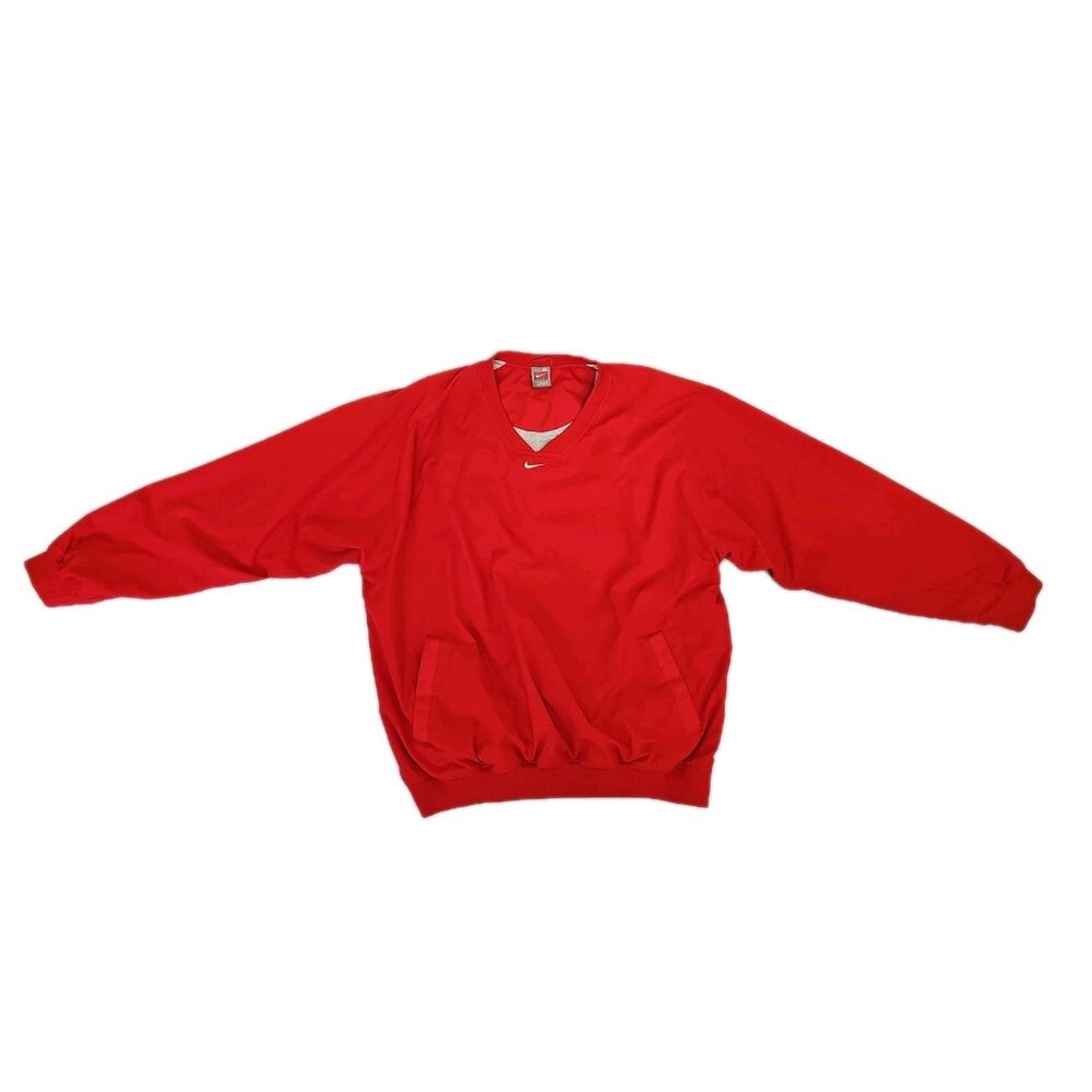 Nike Shirt Mens XL Activewear Red White Lacrosse Jersey V Neck Gym Zip Pockets